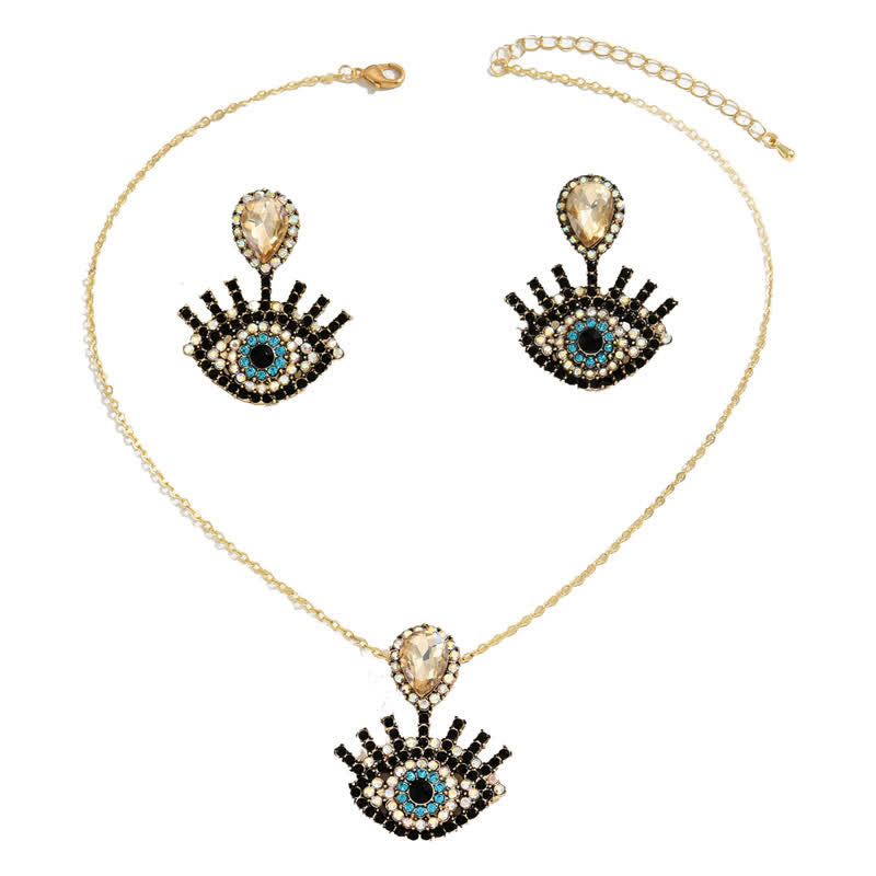 Olivenorma Blu Nero Evil Eye Collana Orecchini Gioielli Set