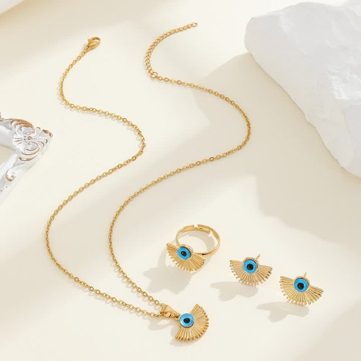 Set Olivenorma Hiphop Style Blue Evil Eye Ciondolo Gioielli