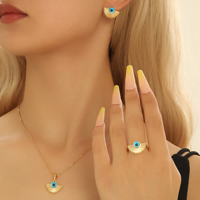 Set Olivenorma Hiphop Style Blue Evil Eye Ciondolo Gioielli