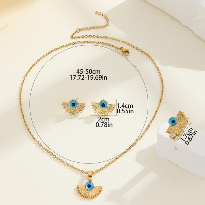 Set Olivenorma Hiphop Style Blue Evil Eye Ciondolo Gioielli