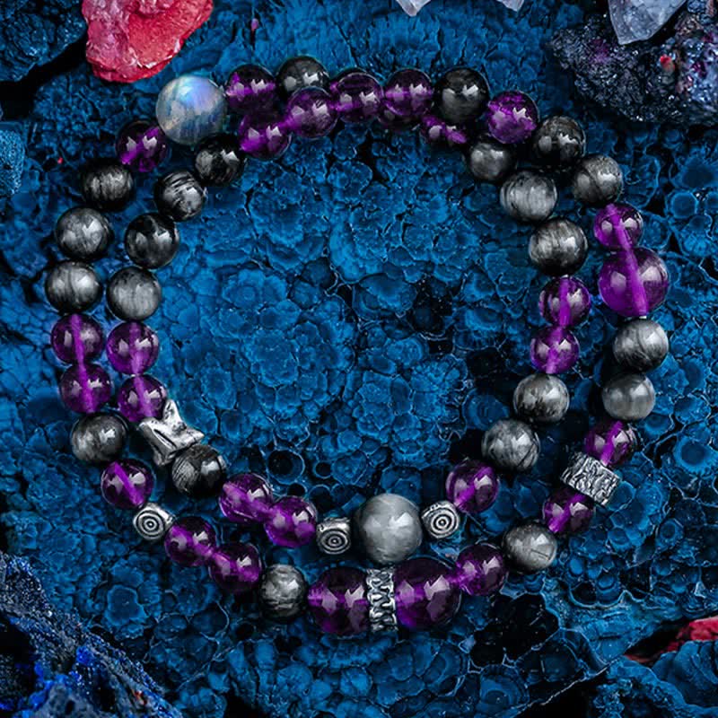 Bracciale da uomo con perline in ametista naturale Olivenorma - image 5