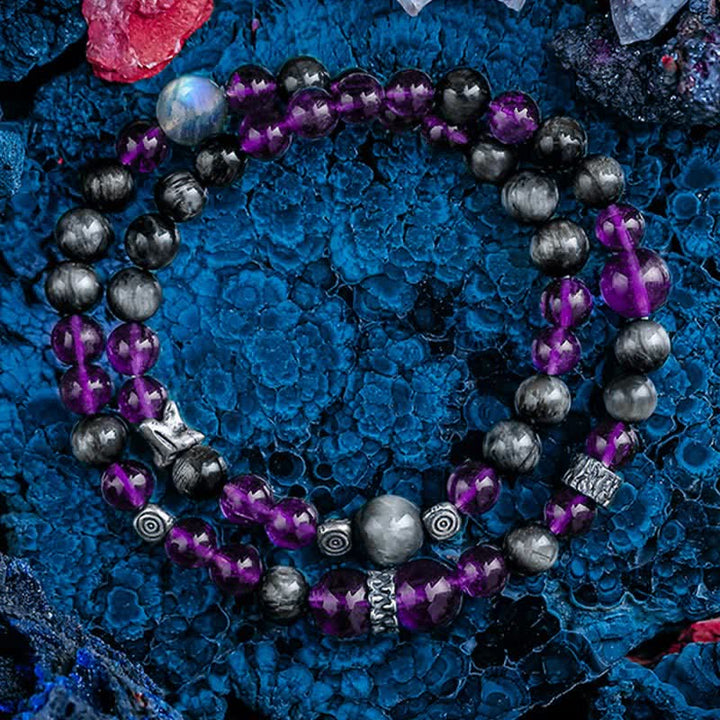 Bracciale da uomo con perline in ametista naturale Olivenorma - image 5
