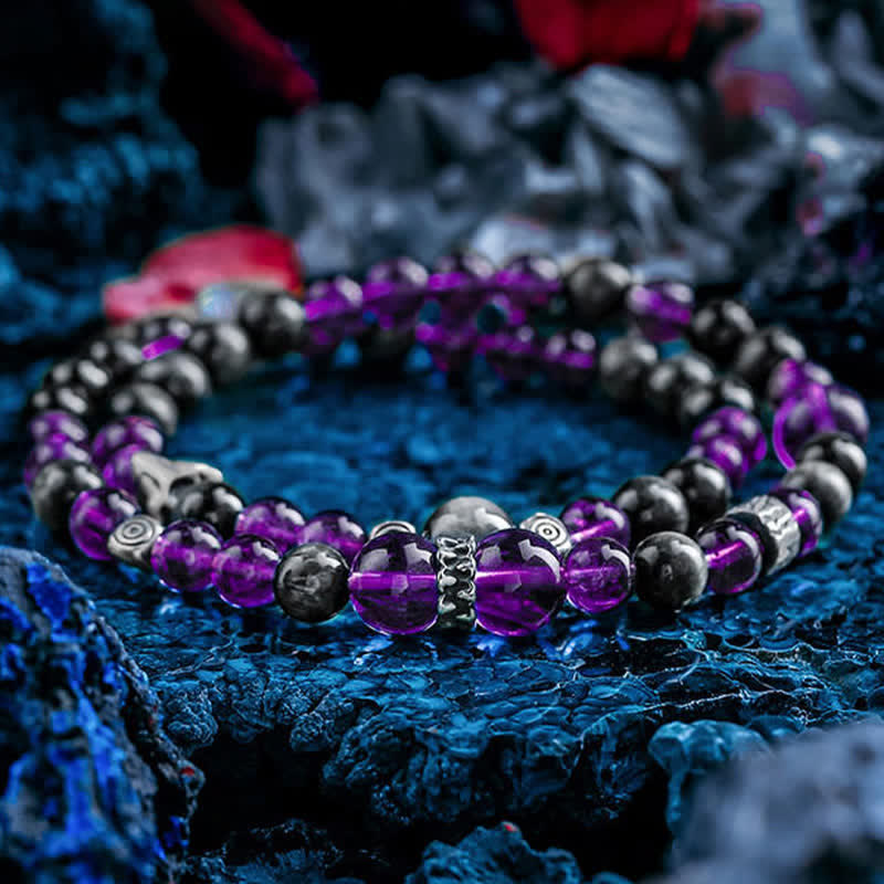 Bracciale da uomo con perline in ametista naturale Olivenorma - image 7