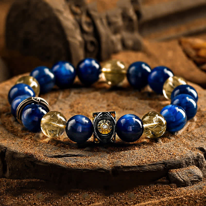 Braccialetto di perline da uomo in occhio di tigre blu naturale Olivenorma - 17 centimetri - image 0