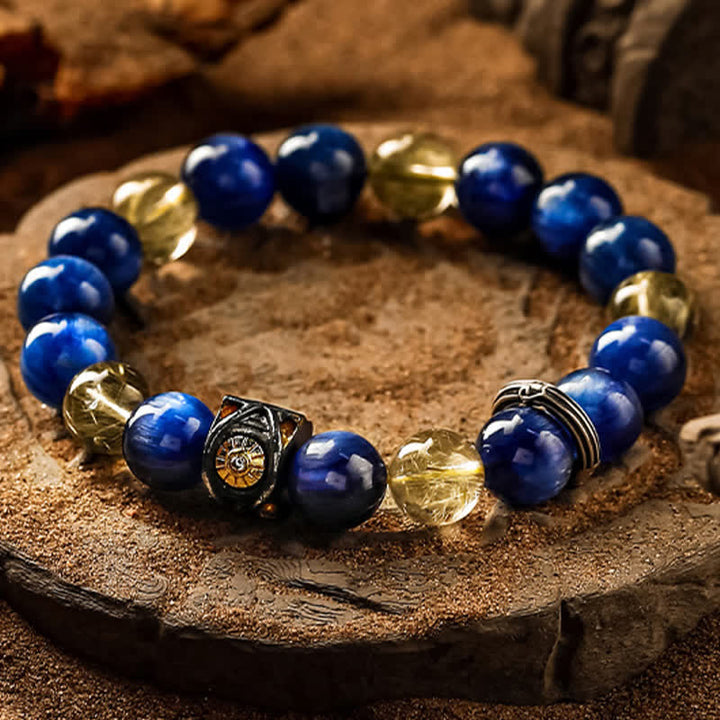 Braccialetto di perline da uomo in occhio di tigre blu naturale Olivenorma - image 4