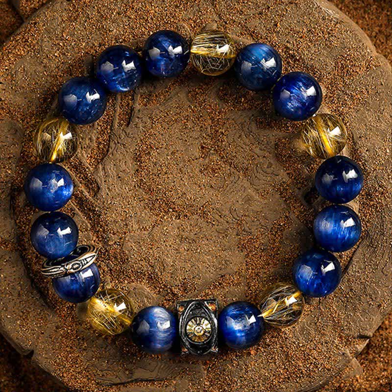 Braccialetto di perline da uomo in occhio di tigre blu naturale Olivenorma - image 5