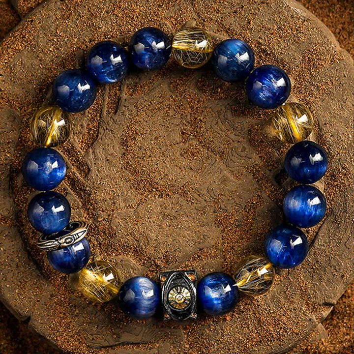 Braccialetto di perline da uomo in occhio di tigre blu naturale Olivenorma - image 5