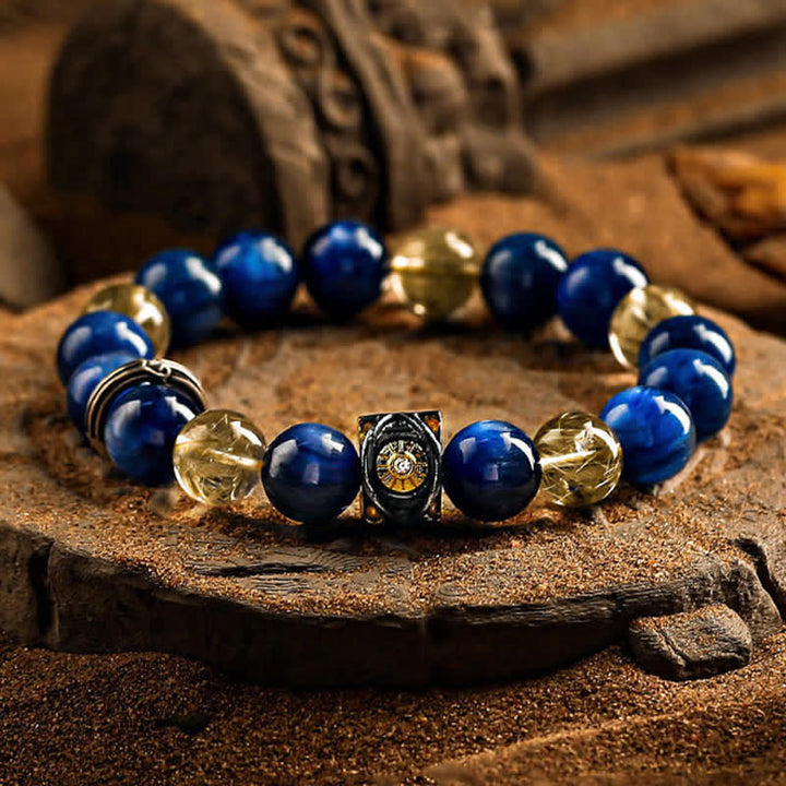 Braccialetto di perline da uomo in occhio di tigre blu naturale Olivenorma - image 6