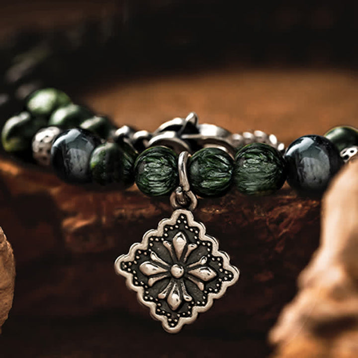 Bracciale da uomo con perline in serafinite naturale Olivenorma