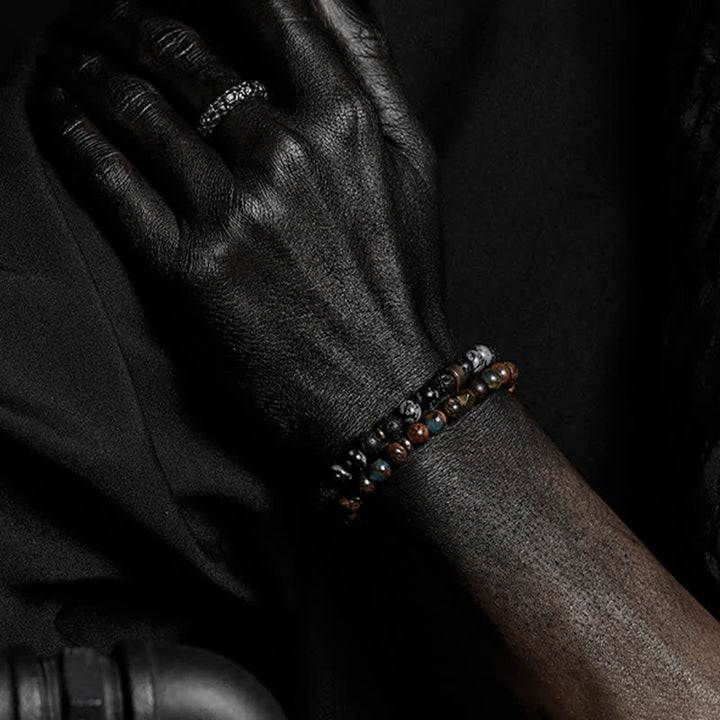 Olivenorma Bracciale da uomo con perline in pietra naturale da 6 mm 