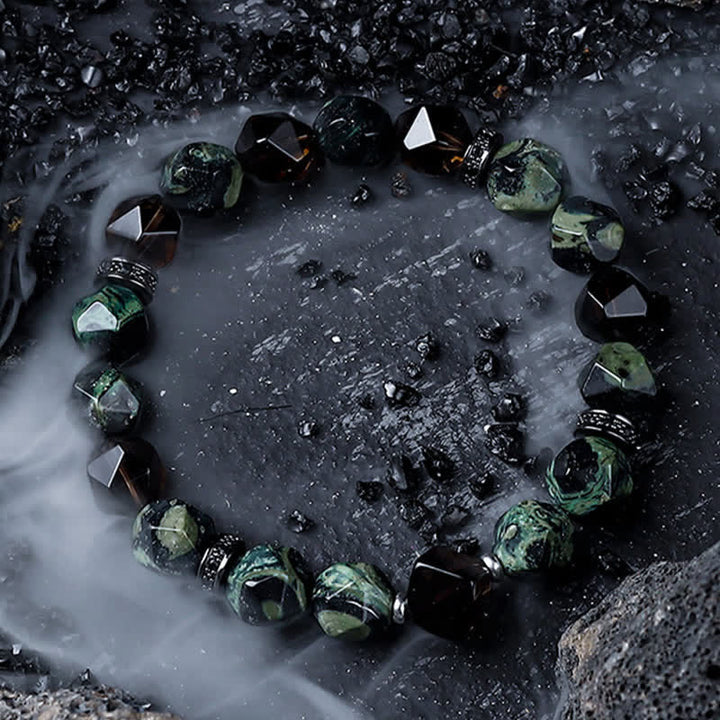 Bracciale di perline da uomo in sodalite naturale turchese africano Olivenorma 