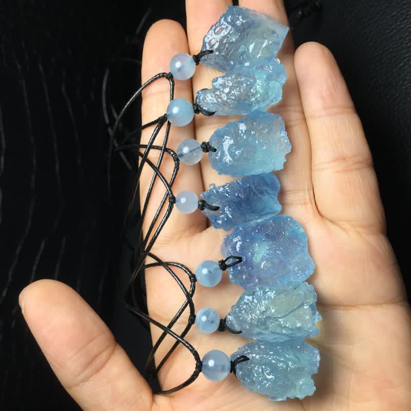 Collana con pietra preziosa calma in acquamarina naturale Olivenorma 