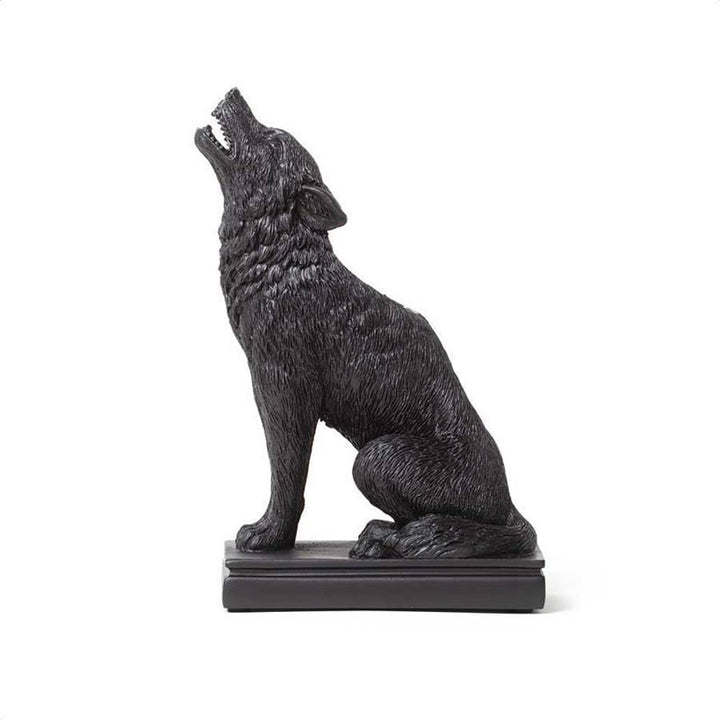 Olivenorma Portacandele con statuetta di lupo e gatto gotico