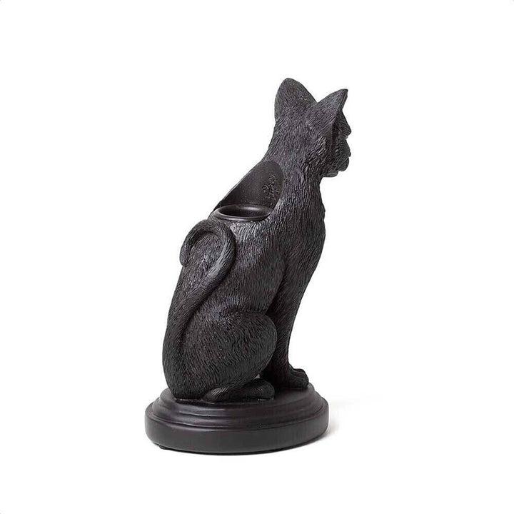 Olivenorma Portacandele con statuetta di lupo e gatto gotico