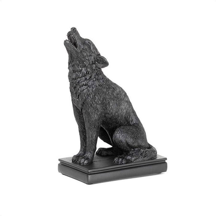 Olivenorma Portacandele con statuetta di lupo e gatto gotico
