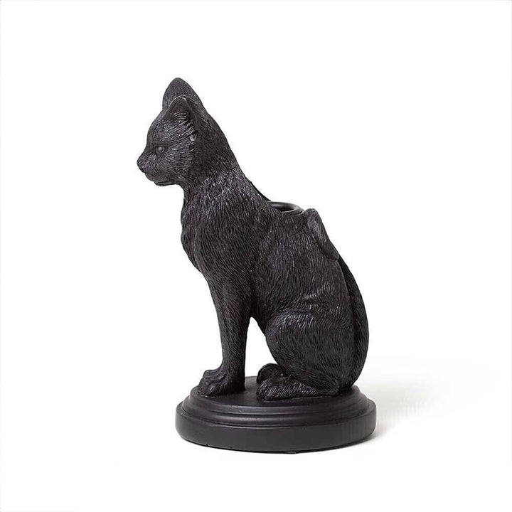 Olivenorma Portacandele con statuetta di lupo e gatto gotico