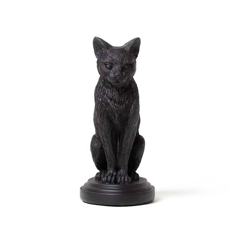 Olivenorma Portacandele con statuetta di lupo e gatto gotico