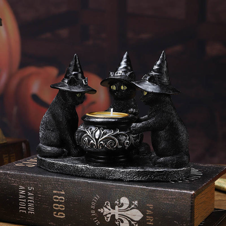 Olivenorma Portacandele Tealight Halloween Tre Gatti Strega