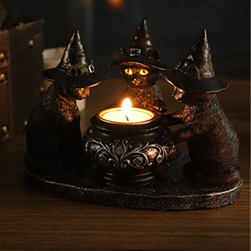 Olivenorma Portacandele Tealight Halloween Tre Gatti Strega
