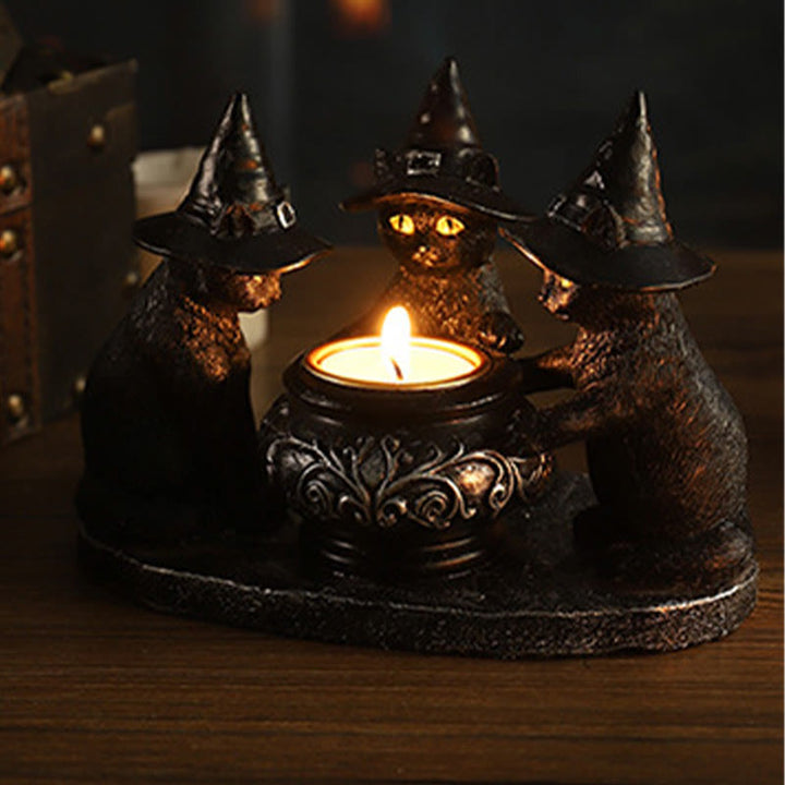 Olivenorma Portacandele Tealight Halloween Tre Gatti Strega