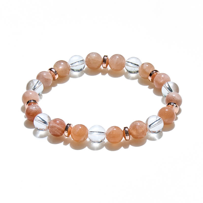 Bracciale da donna in cristallo trasparente con pietra naturale del sole Olivenorma 