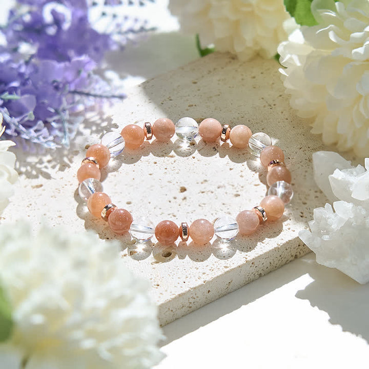 Bracciale da donna in cristallo trasparente con pietra naturale del sole Olivenorma 