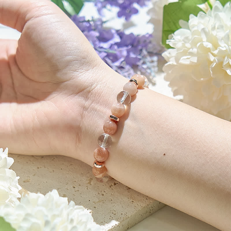 Bracciale da donna in cristallo trasparente con pietra naturale del sole Olivenorma 