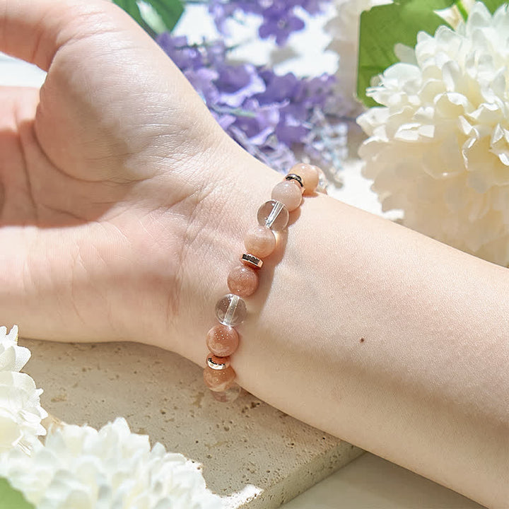 Bracciale da donna in cristallo trasparente con pietra naturale del sole Olivenorma 