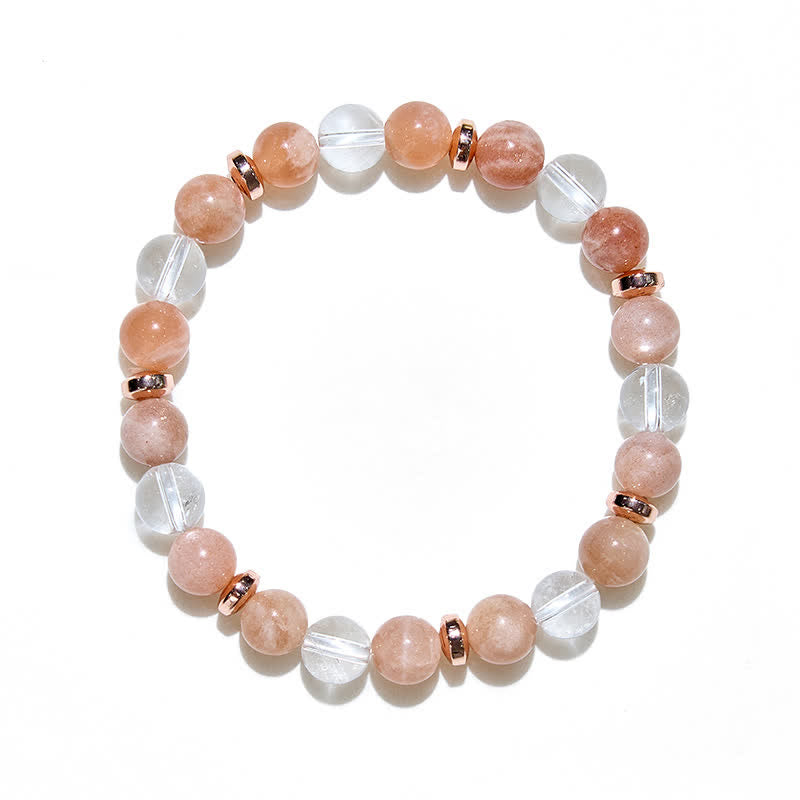 Bracciale da donna in cristallo trasparente con pietra naturale del sole Olivenorma 