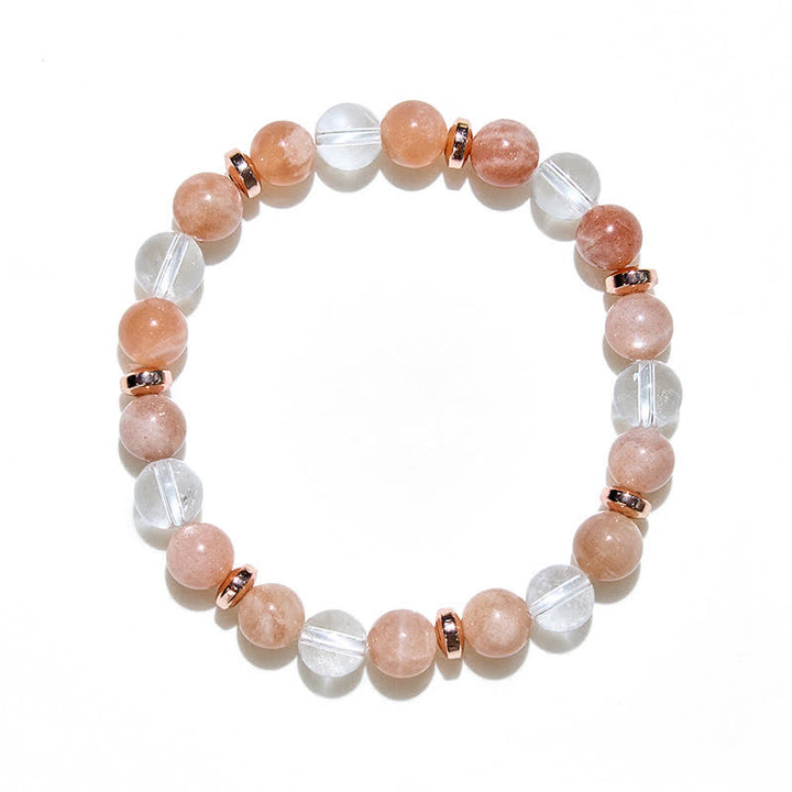 Bracciale da donna in cristallo trasparente con pietra naturale del sole Olivenorma 