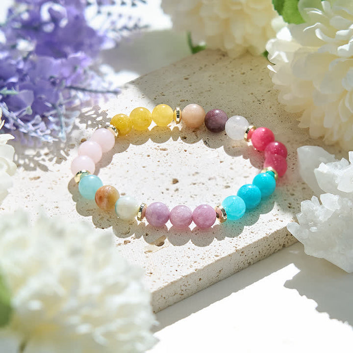 Olivenorma Bracciale da donna con perline di cristallo naturale di 7 colori 