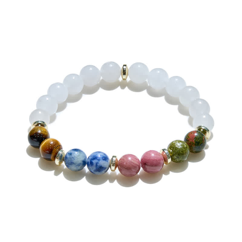 Bracciale da donna con perline di cristallo trasparente naturale Olivenorma 