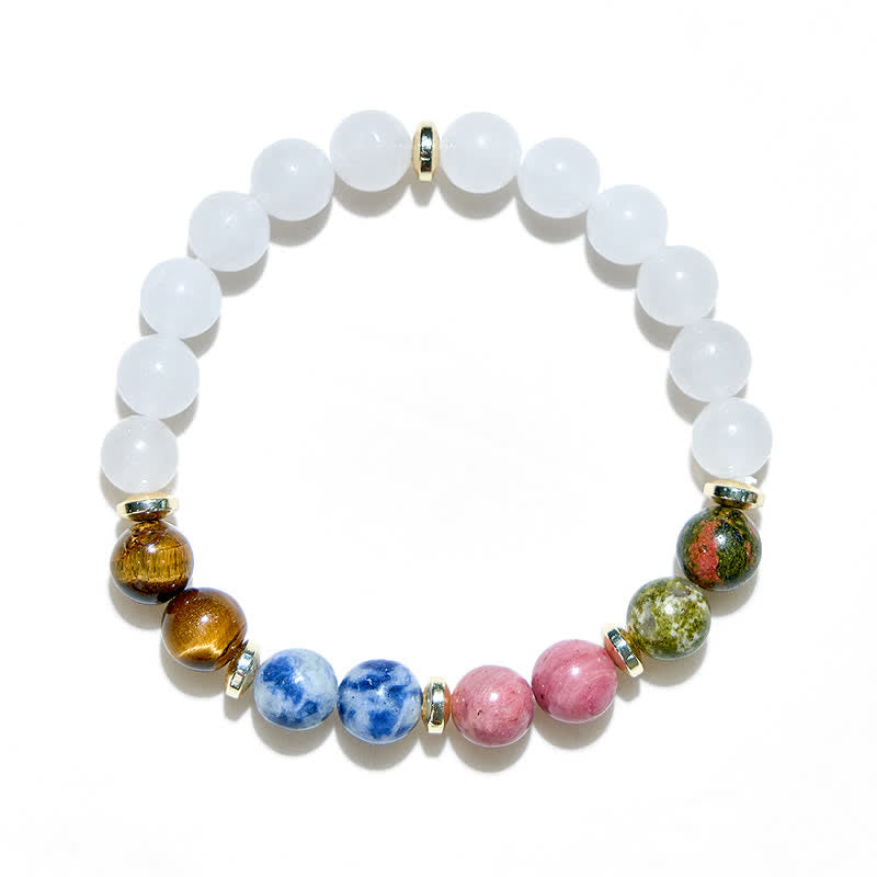 Bracciale da donna con perline di cristallo trasparente naturale Olivenorma 
