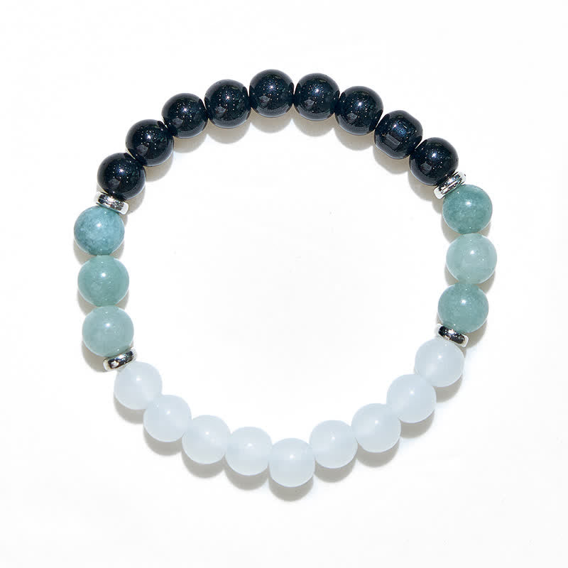Bracciale Olivenorma con perline di ossidiana amazzonite e cristallo trasparente 