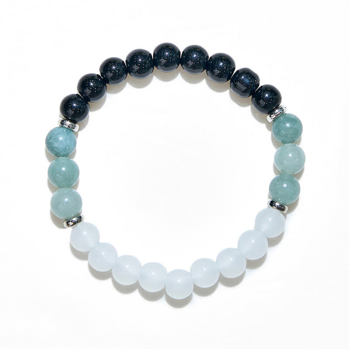 Bracciale Olivenorma con perline di ossidiana amazzonite e cristallo trasparente 