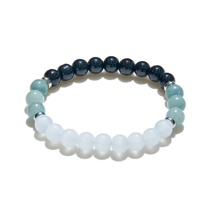 Bracciale Olivenorma con perline di ossidiana amazzonite e cristallo trasparente 