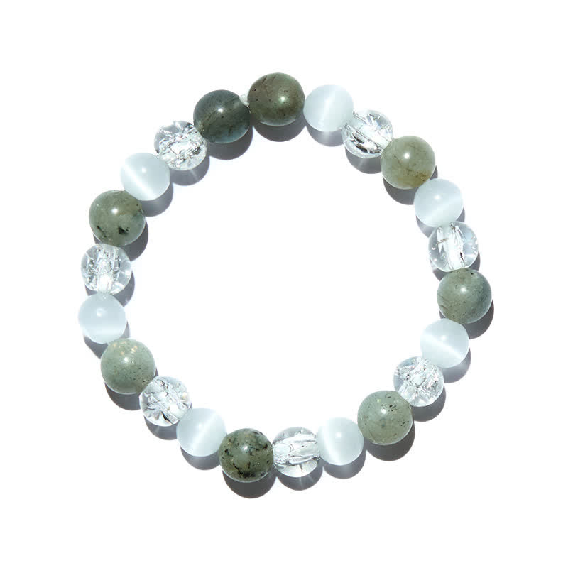 Braccialetto Olivenorma con perline di labradorite e pietra occhio di gatto da 8 mm 