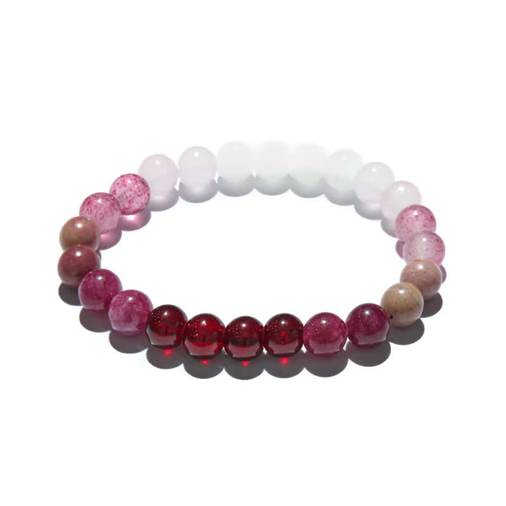 Olivenorma Bracciale da donna con perline di cristallo rosa naturale da 8 mm 