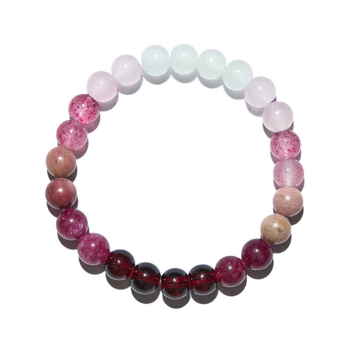 Olivenorma Bracciale da donna con perline di cristallo rosa naturale da 8 mm 