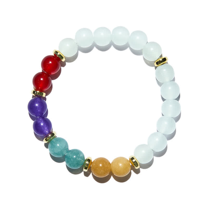 Bracciale Olivenorma con perline di cristallo trasparente, ametista naturale e acquamarina 