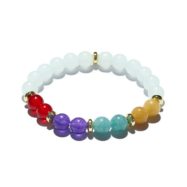 Bracciale Olivenorma con perline di cristallo trasparente, ametista naturale e acquamarina 