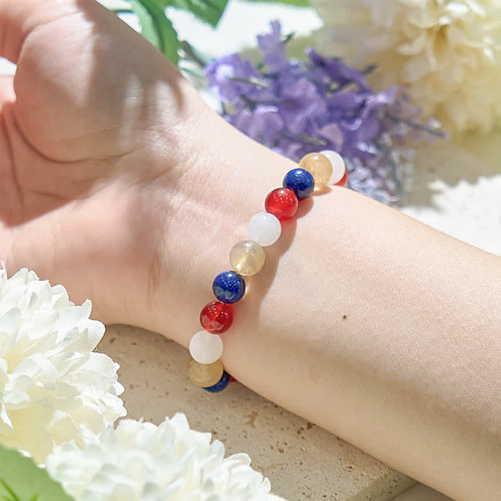 Bracciale Olivenorma in perle di quarzo rutilato colore oro e cristallo naturale 