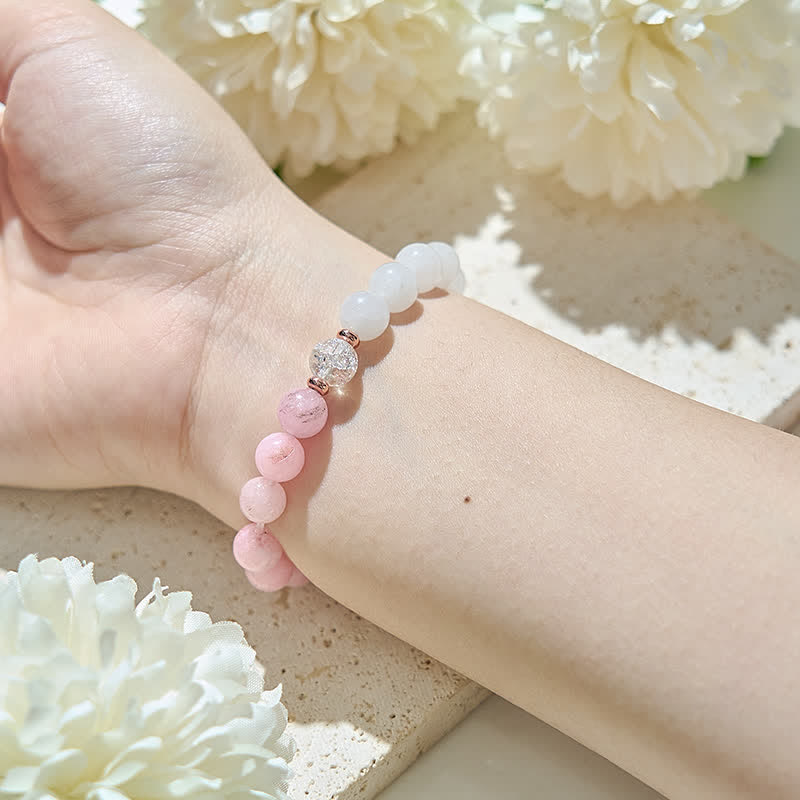 Bracciale Olivenorma con perline di opale rosa e cristallo trasparente 