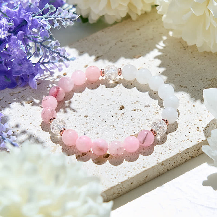 Bracciale Olivenorma con perline di opale rosa e cristallo trasparente 