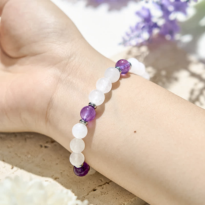 Bracciale Olivenorma con perline di cristallo trasparente di ametista naturale