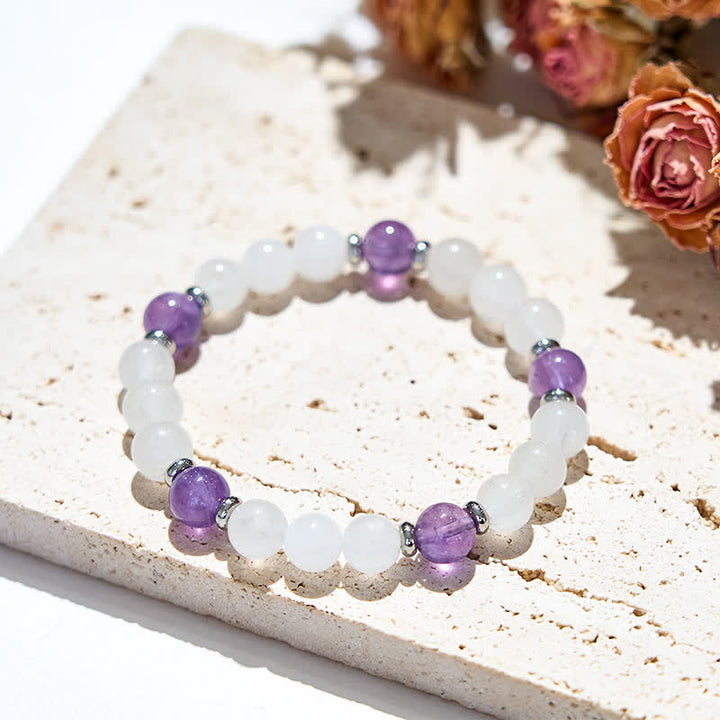 Bracciale Olivenorma con perline di cristallo trasparente di ametista naturale