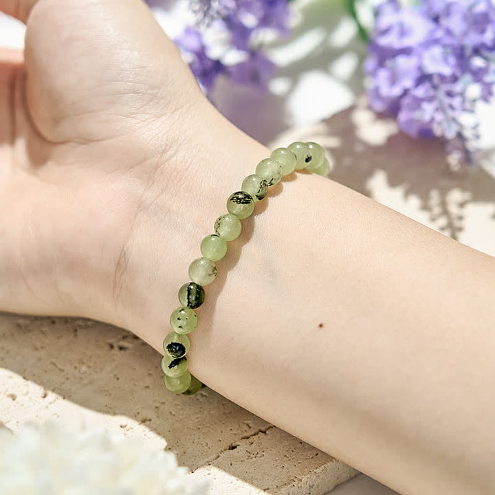Bracciale con perline di prehnite naturale Olivenorma da 4 mm 
