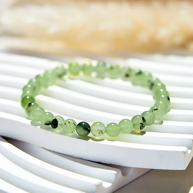 Bracciale con perline di prehnite naturale Olivenorma da 4 mm 