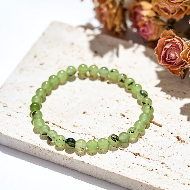 Bracciale con perline di prehnite naturale Olivenorma da 4 mm 