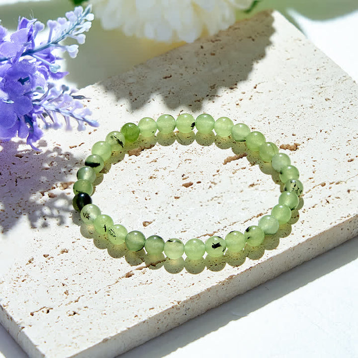 Bracciale con perline di prehnite naturale Olivenorma da 4 mm 